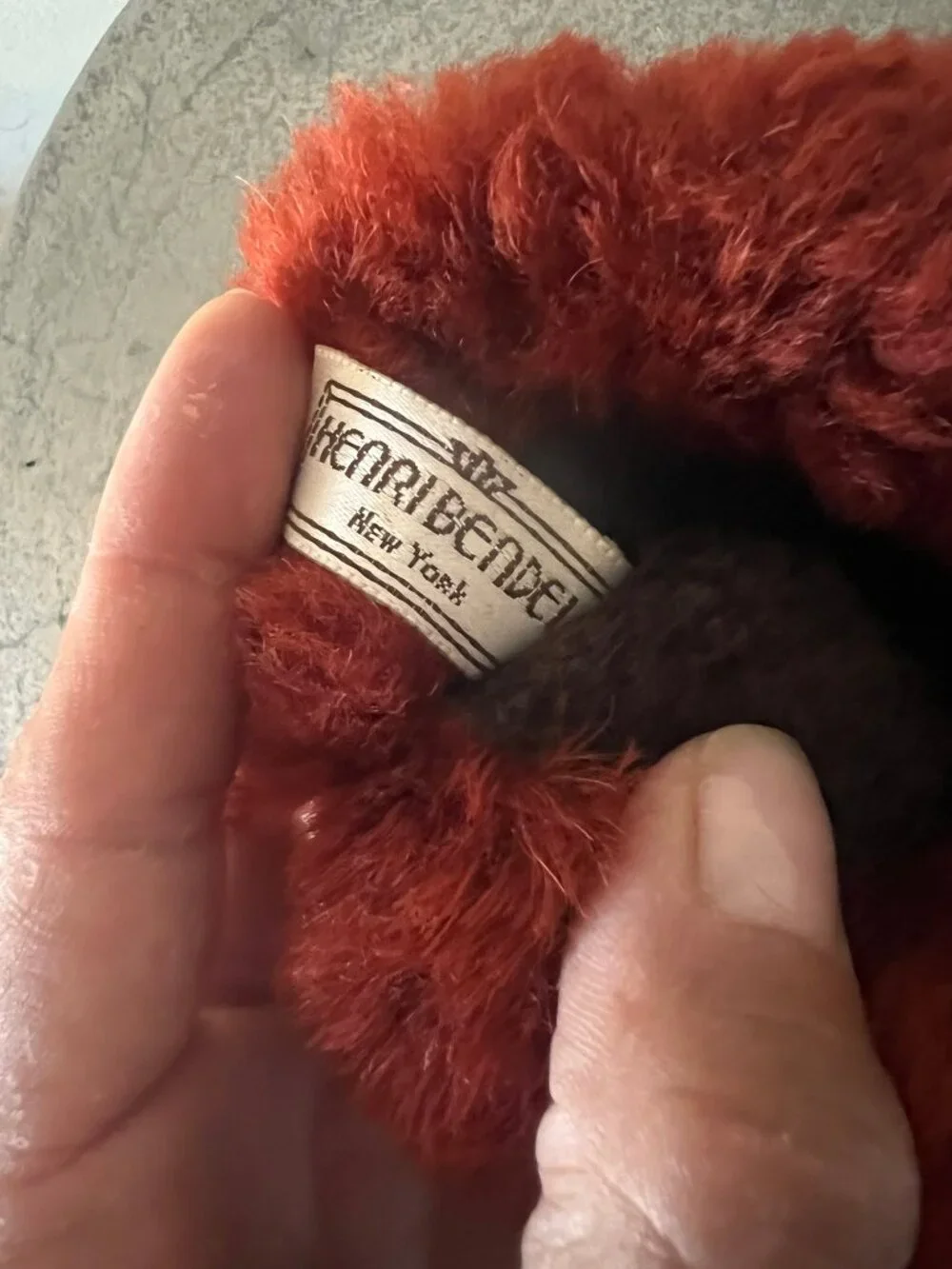 HENRI BENDEL SHEEPSKIN VINTAGE SUEDE TRI COLOR MITTEN GLOVES SZ SMALL